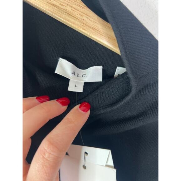 NWT A.L.C. Edith Rib Knit Turtleneck Pullover Cutout Shoulder Black Sweater - Picture 5 of 8